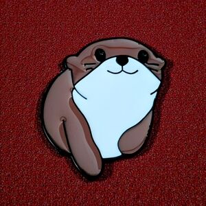 Tiny Otter Is So Happy To See You❣️ Brown & White Enamel Pin
